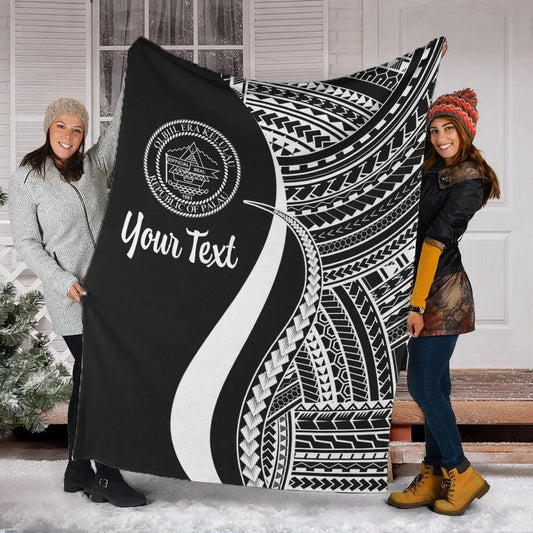 Palau Custom Personalised Premium Blanket - White Polynesian Tentacle Tribal Pattern Crest
