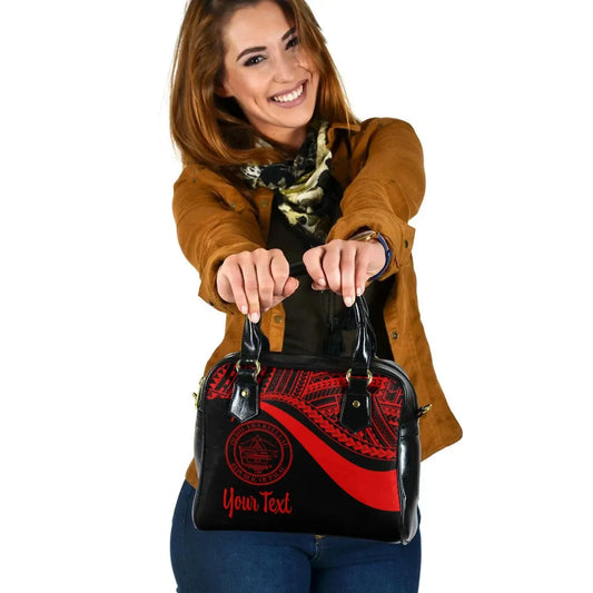 Palau Custom Personalised Shoulder Handbag - Red Polynesian Tentacle Tribal Pattern Crest