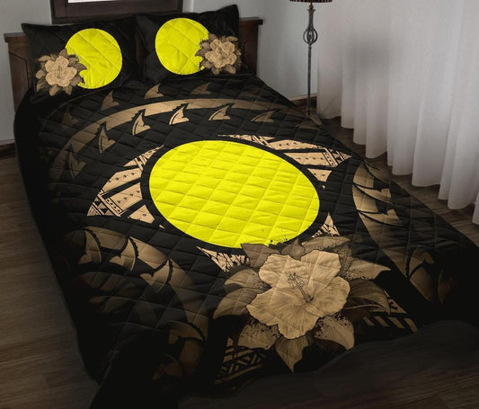 Palau Polynesian Quilt Bed Set Hibiscus Gold