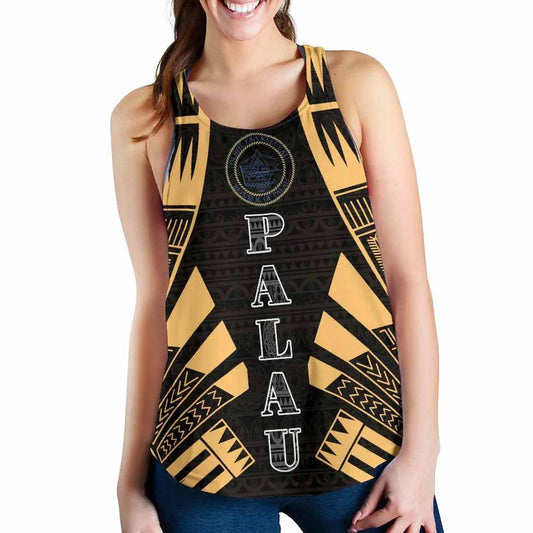 Palau Women Racerback Tank - Polynesian Tattoo Gold