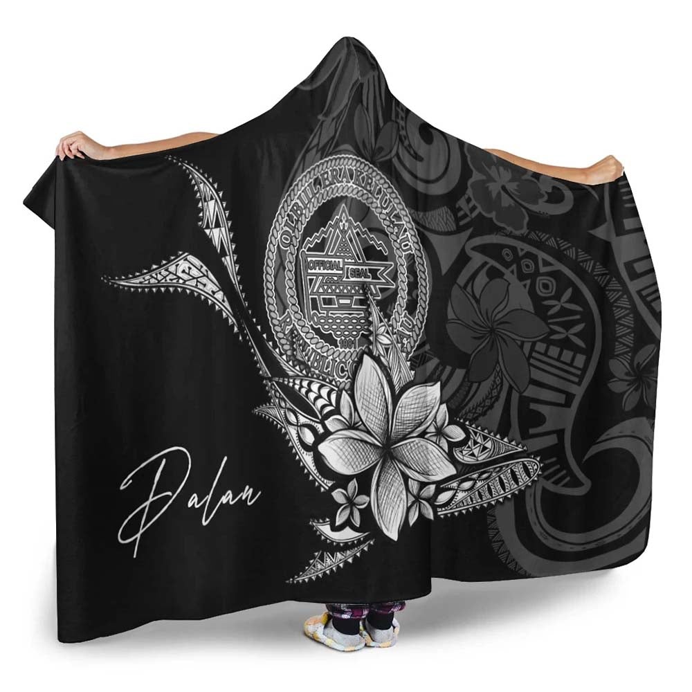 Palau Hooded Blanket - Fish With Plumeria Flowers Style