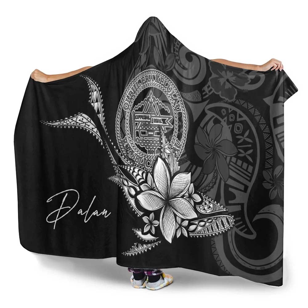 Palau Hooded Blanket - Fish With Plumeria Flowers Style