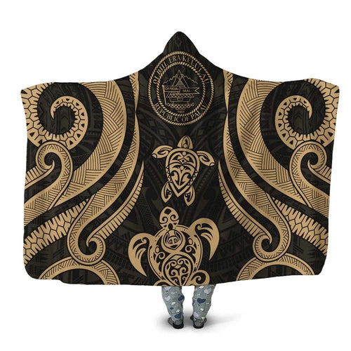 Palau Hooded Blanket - Gold Tentacle Turtle