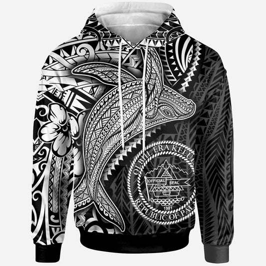Palau Hoodie - Humpback Whale & Coat of Arms White