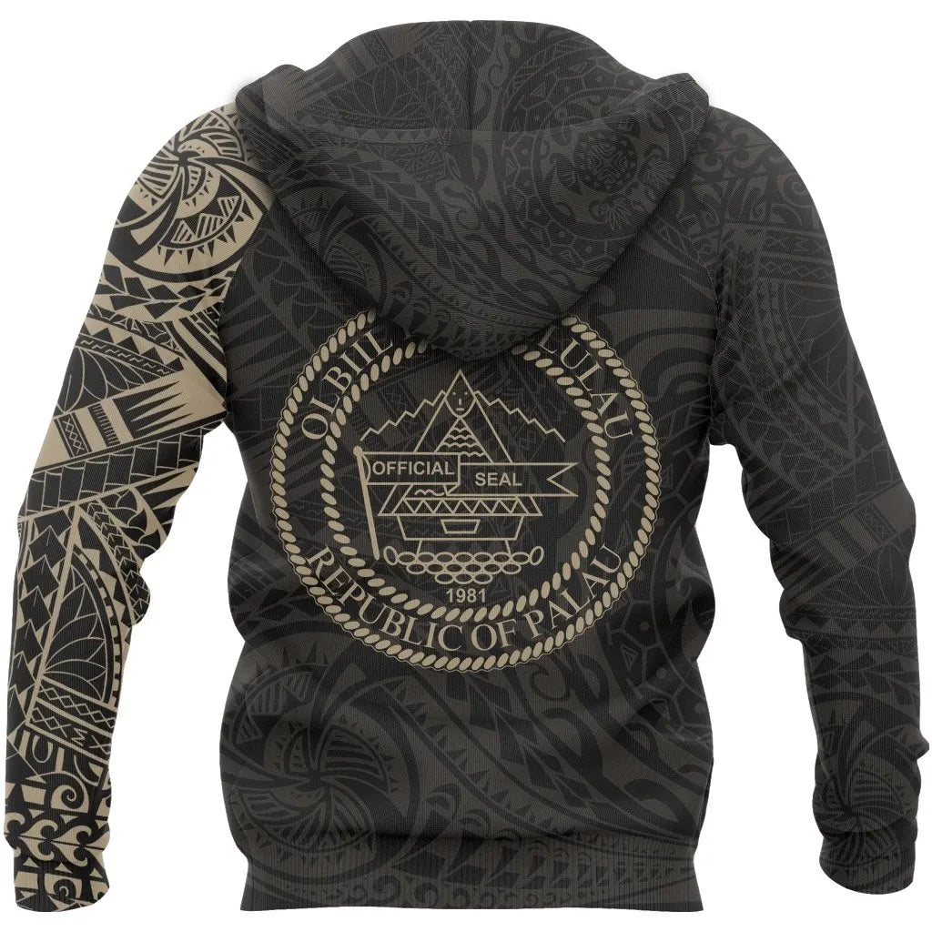 Palau Hoodie - Palau Flag Polynesian Tattoo Style