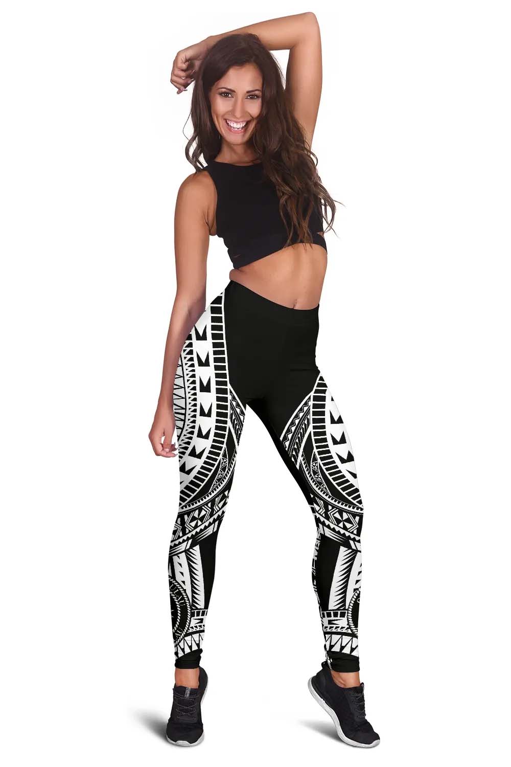 Palau Legging Polynesian Pattern Black