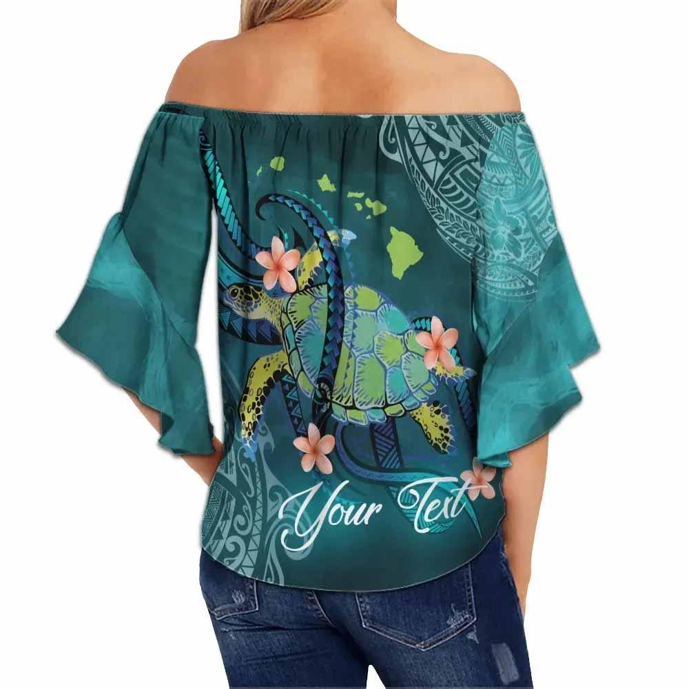 Palau Personalised Off Shoulder Wrap Waist Top - Turtle With Pattern