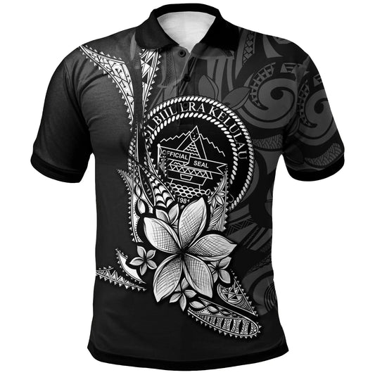 Palau Polo Shirt - Fish With Plumeria Flowers Style
