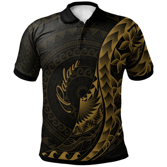 Palau Polo Shirt - Polynesian Pattern Style Gold Color