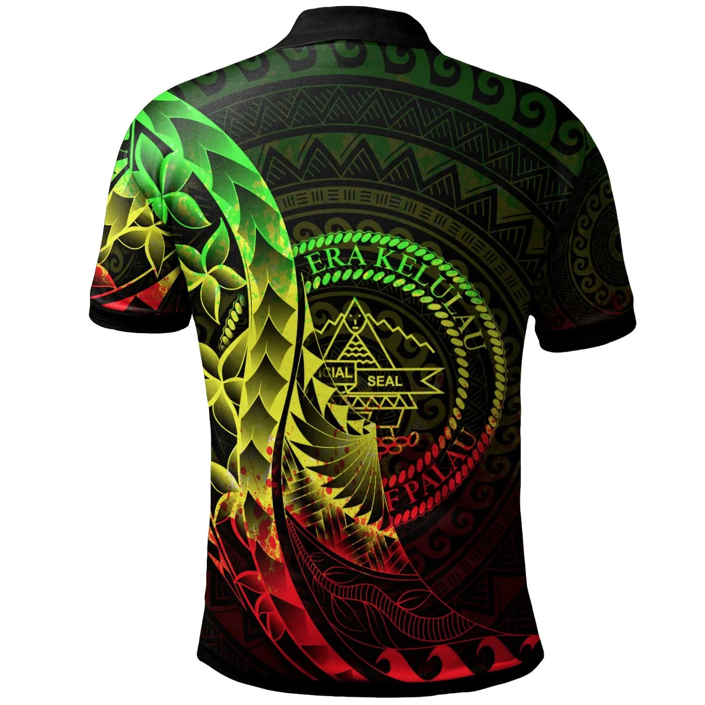 Palau Polo Shirt - Polynesian Pattern Style Reggae Color
