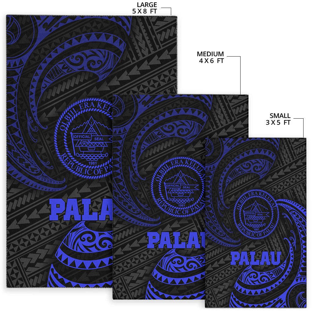 Palau Polynesian Area Rug - Blue Tribal Wave