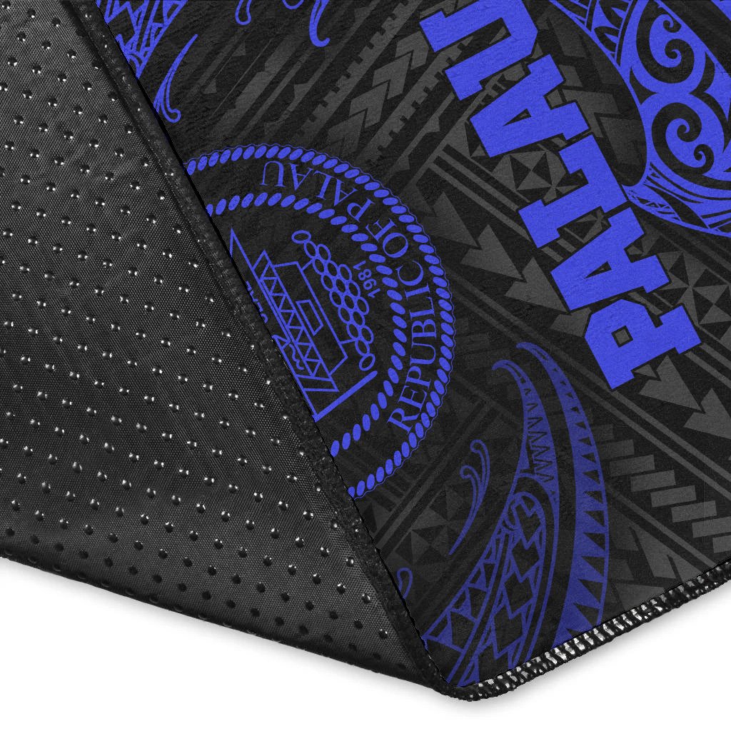 Palau Polynesian Area Rug - Blue Tribal Wave
