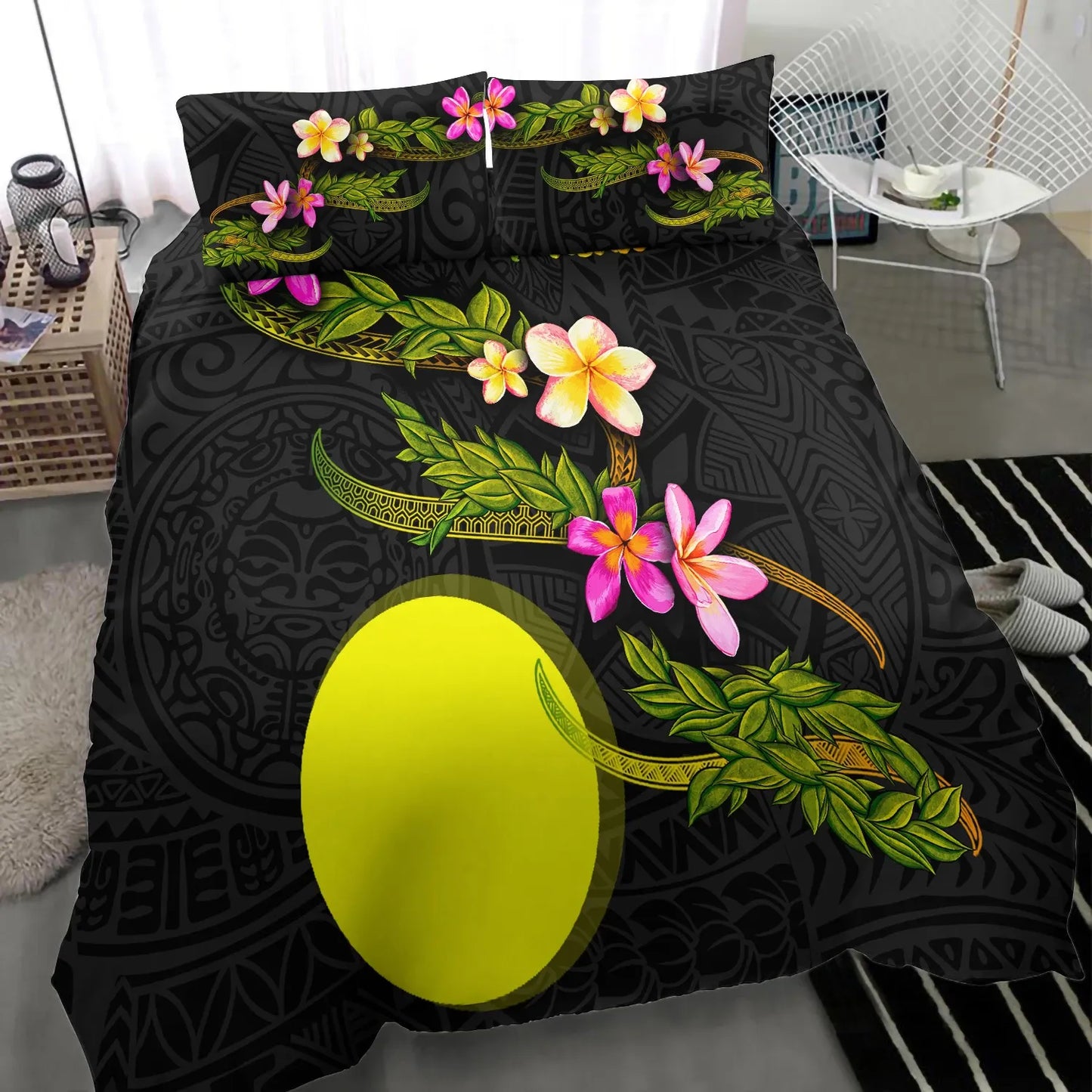 Palau Polynesian Bedding Set - Plumeria Tribal