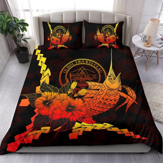 Palau Polynesian Bedding Set - Swordfish With Hibiscus