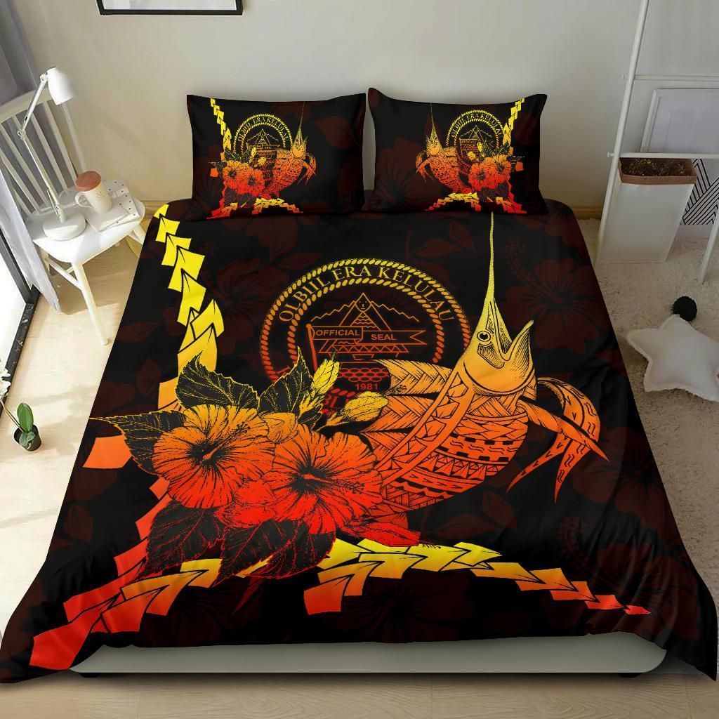 Palau Polynesian Bedding Set - Swordfish With Hibiscus