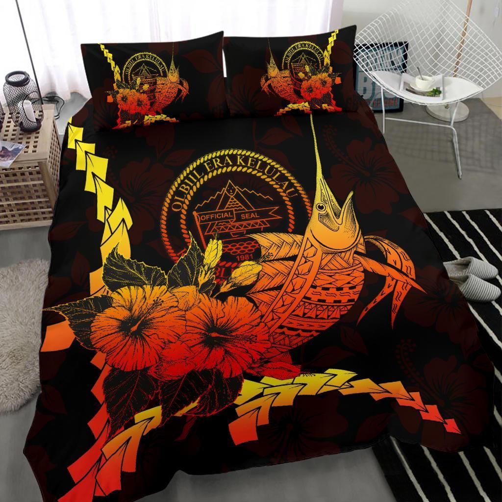 Palau Polynesian Bedding Set - Swordfish With Hibiscus