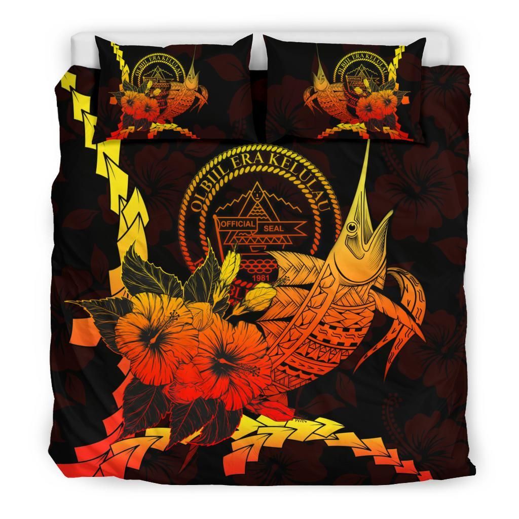 Palau Polynesian Bedding Set - Swordfish With Hibiscus