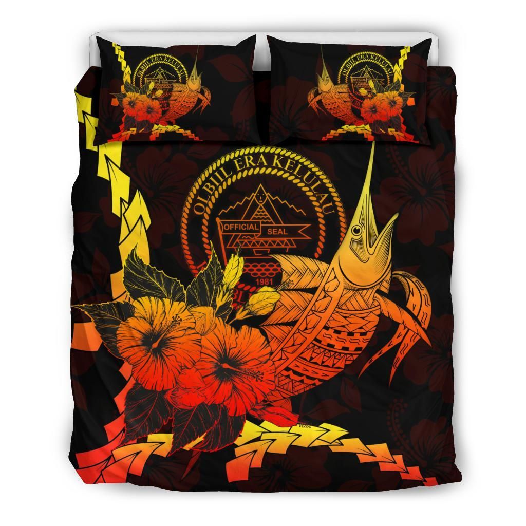Palau Polynesian Bedding Set - Swordfish With Hibiscus