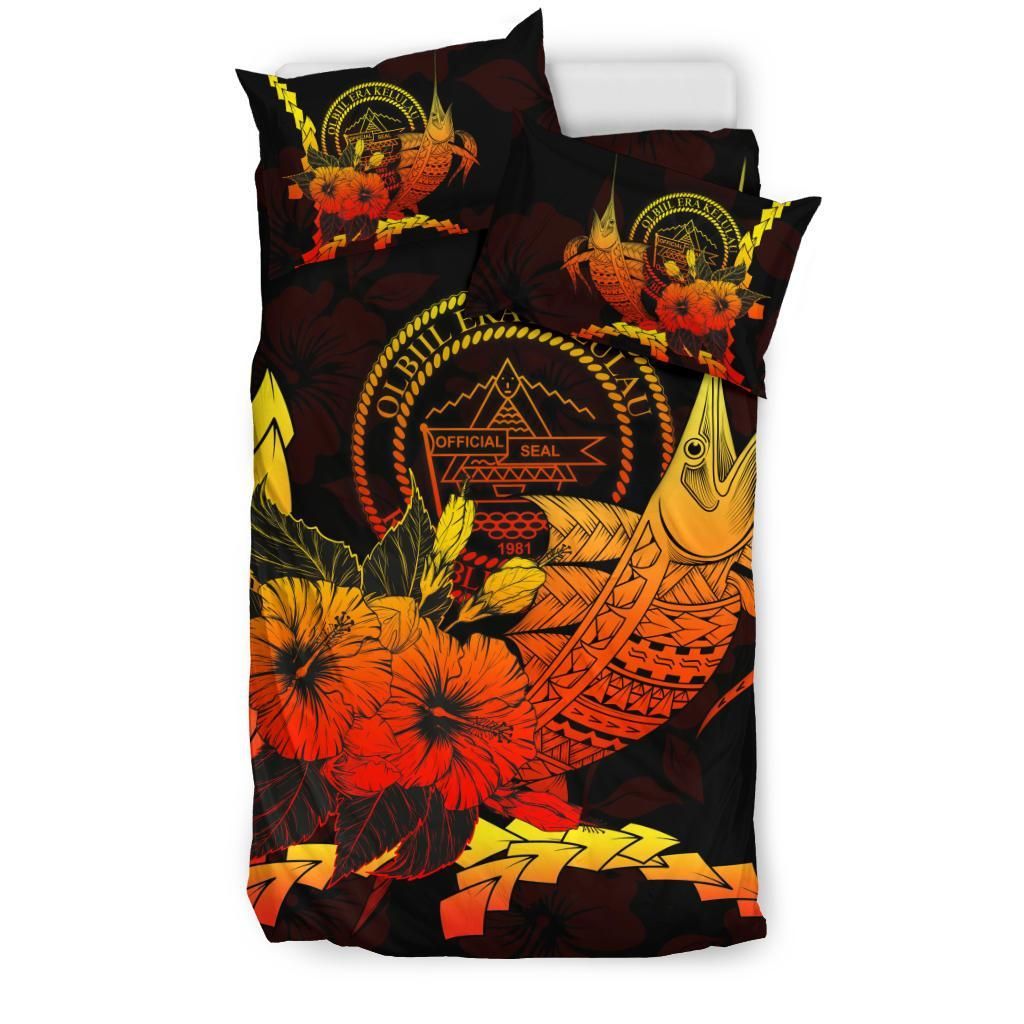 Palau Polynesian Bedding Set - Swordfish With Hibiscus