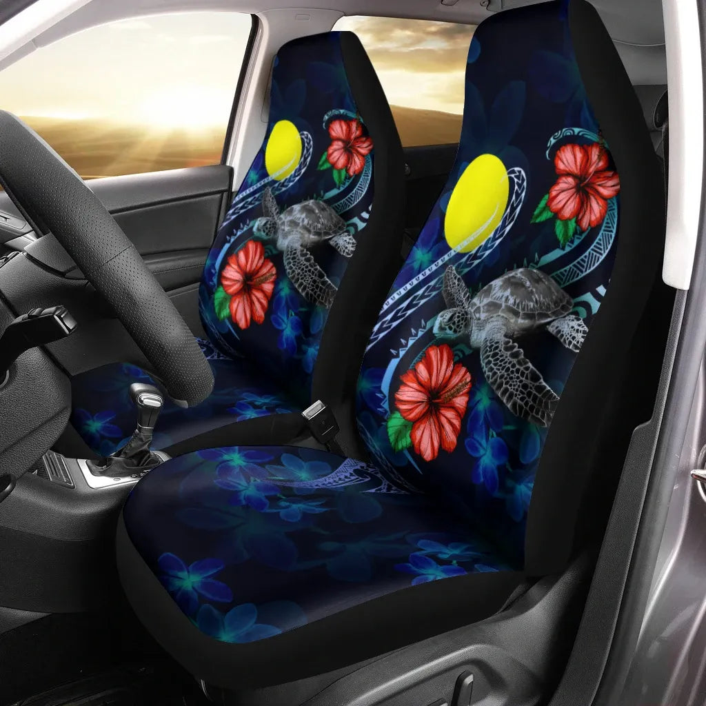 Palau Polynesian Car Seat Covers - Blue Turtle Hibiscus