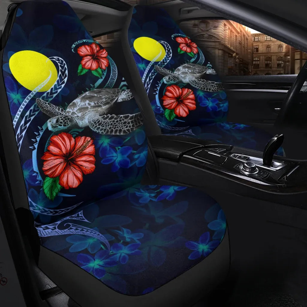 Palau Polynesian Car Seat Covers - Blue Turtle Hibiscus
