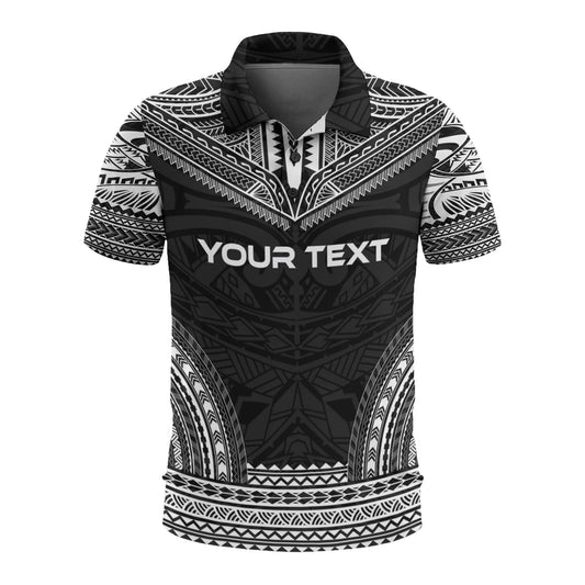 Palau Custom Personalised Polo Shirt - Palau Seal Polynesian Chief Tattoo Black Version