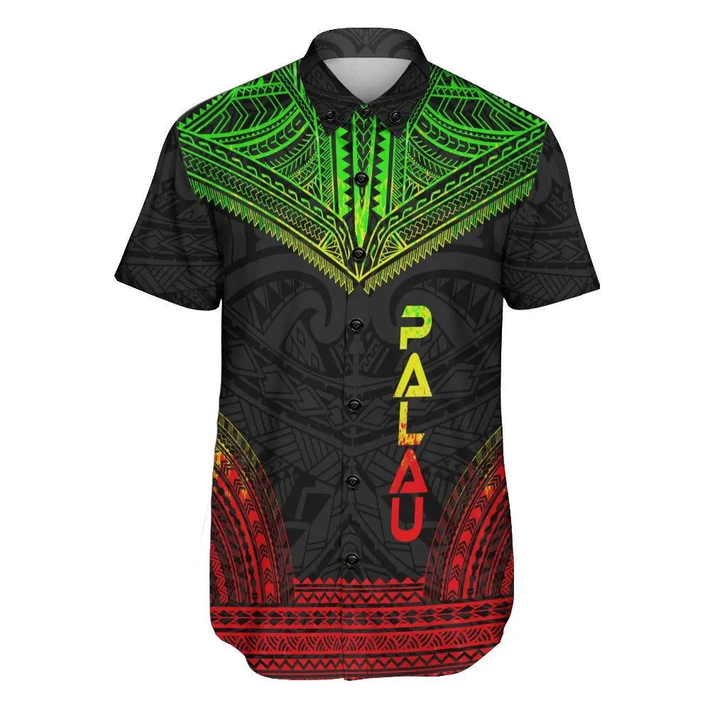 Palau Polynesian Chief Short Sleeve Shirt - Reggae Version