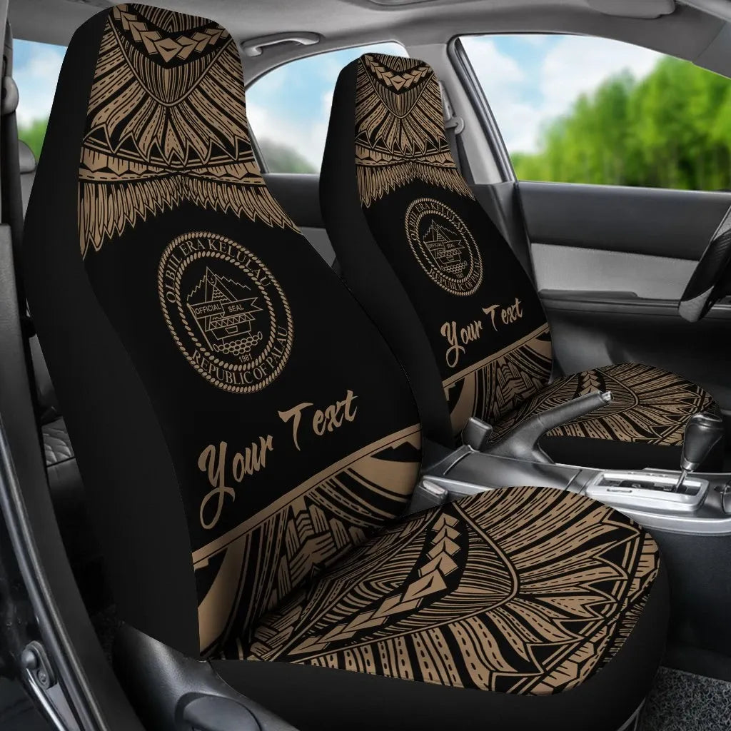 Palau Polynesian Custom Personalised Peisonalised Car Seat Covers - Pride Gold Version