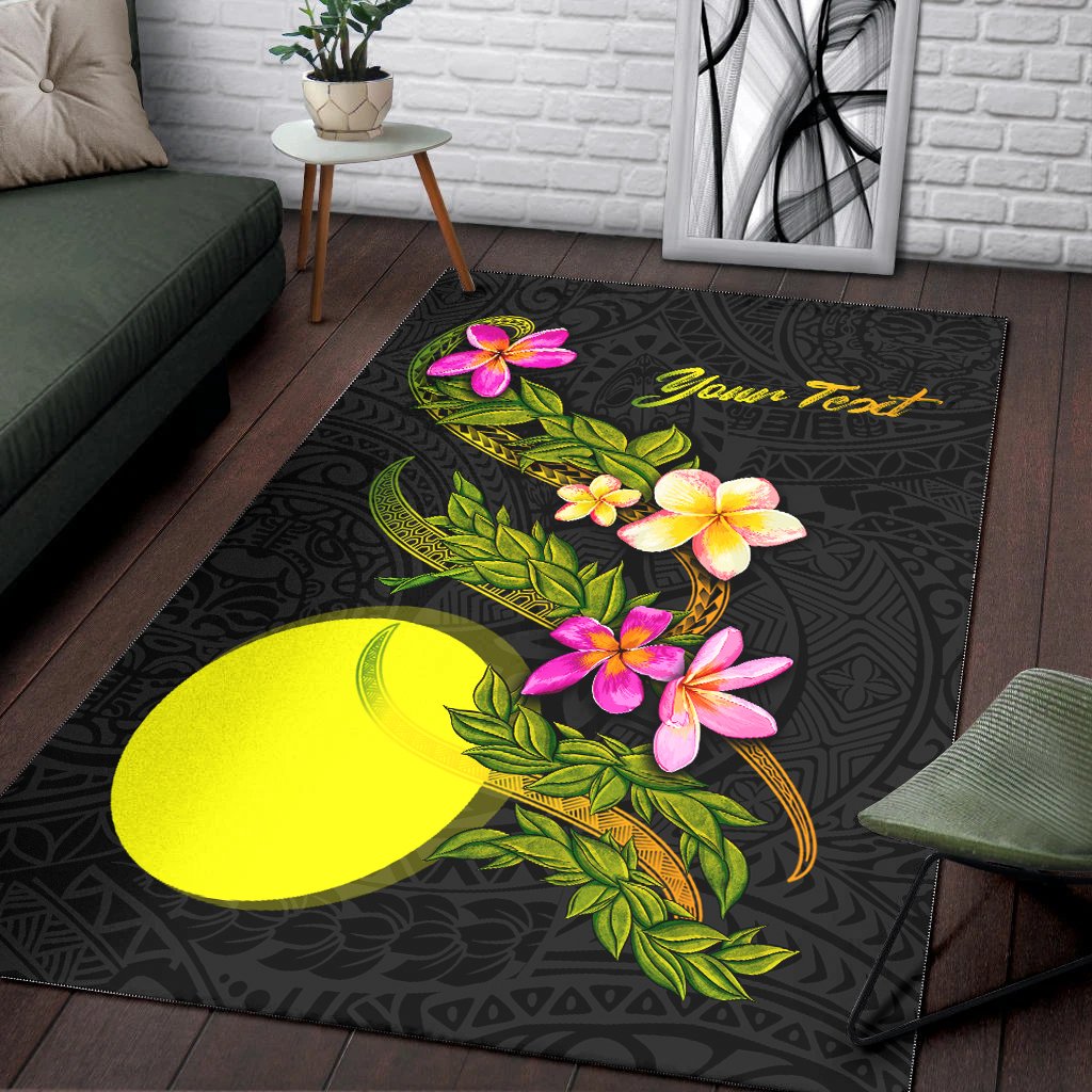 Palau Polynesian Custom Personalised Area Rug - Plumeria Tribal