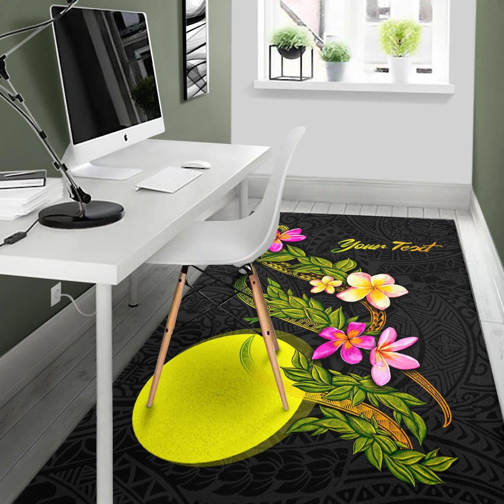 Palau Polynesian Custom Personalised Area Rug - Plumeria Tribal
