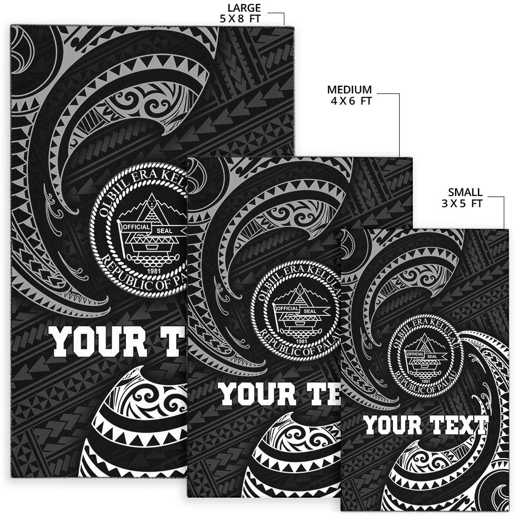 Palau Polynesian Custom Personalised Area Rug - White Tribal Wave