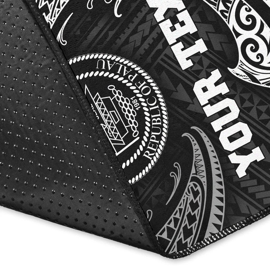 Palau Polynesian Custom Personalised Area Rug - White Tribal Wave