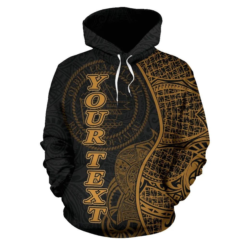 Palau Polynesian Custom Personalised Hoodie Coconut Gold