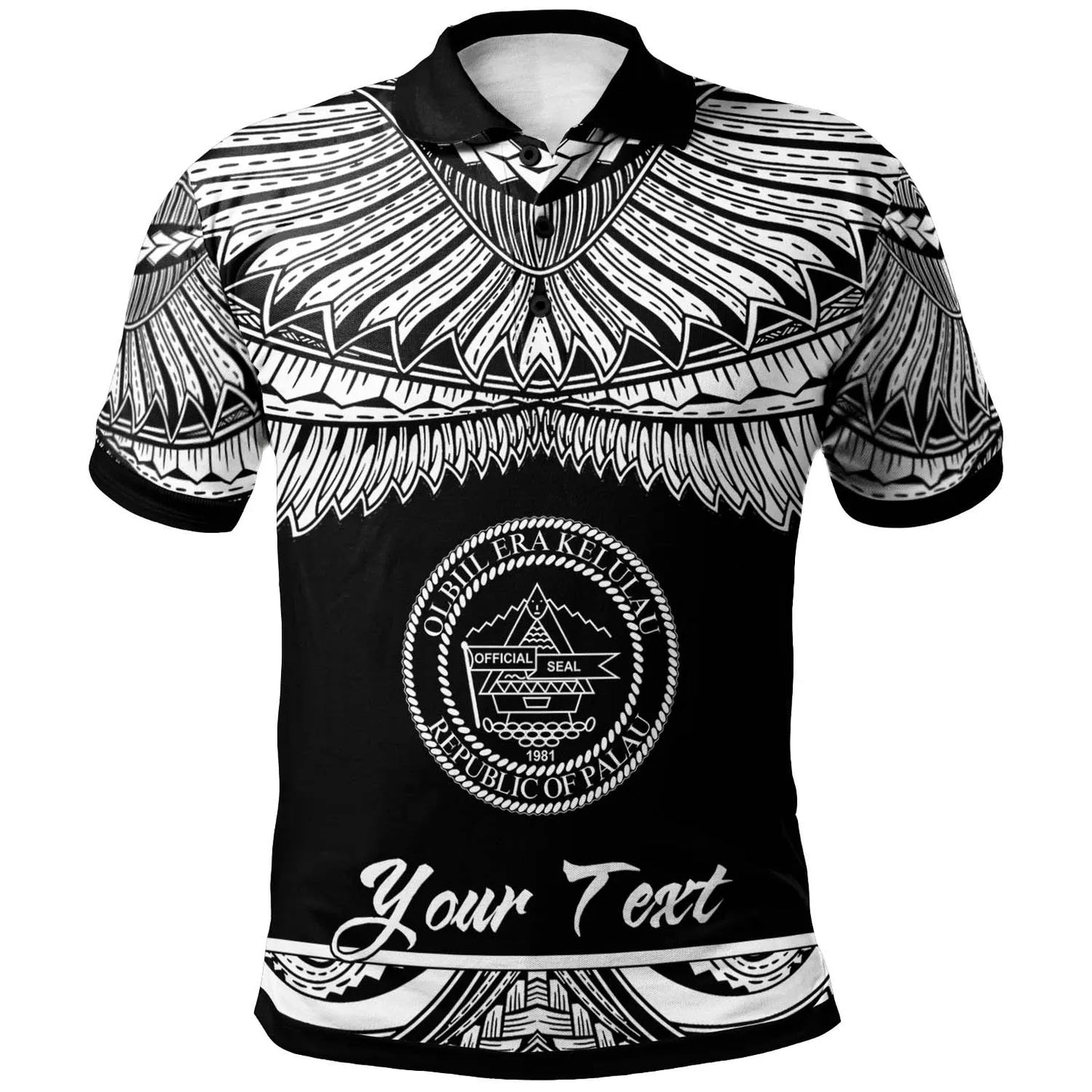 Palau Polynesian Custom Personalised Polo Shirt - Poly Tattoo White Version