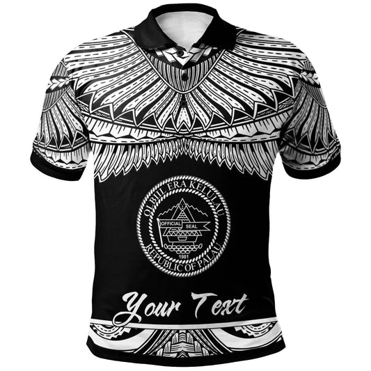 Palau Polynesian Custom Personalised Polo Shirt - Poly Tattoo White Version