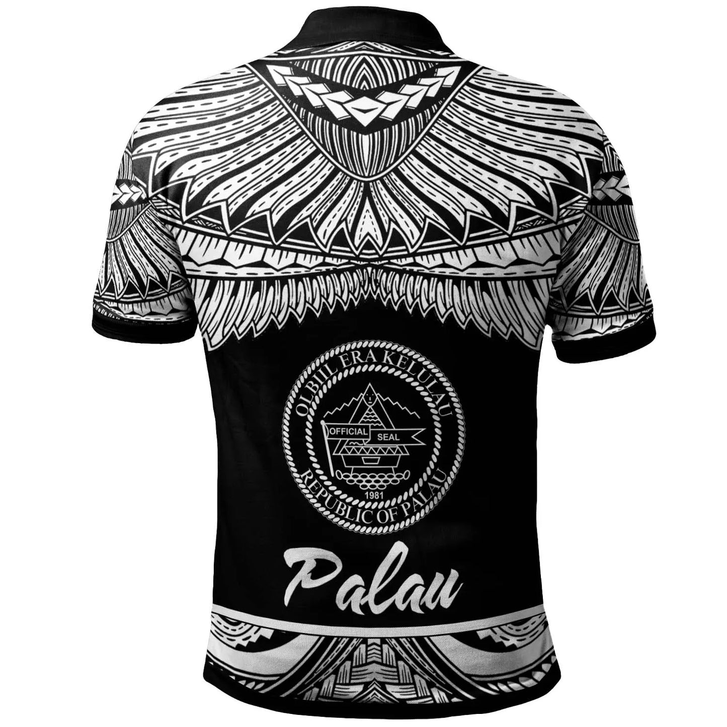 Palau Polynesian Custom Personalised Polo Shirt - Poly Tattoo White Version