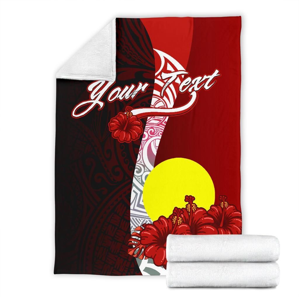 Palau Polynesian Custom Personalised Premium Blanket - Coat Of Arm With Hibiscus