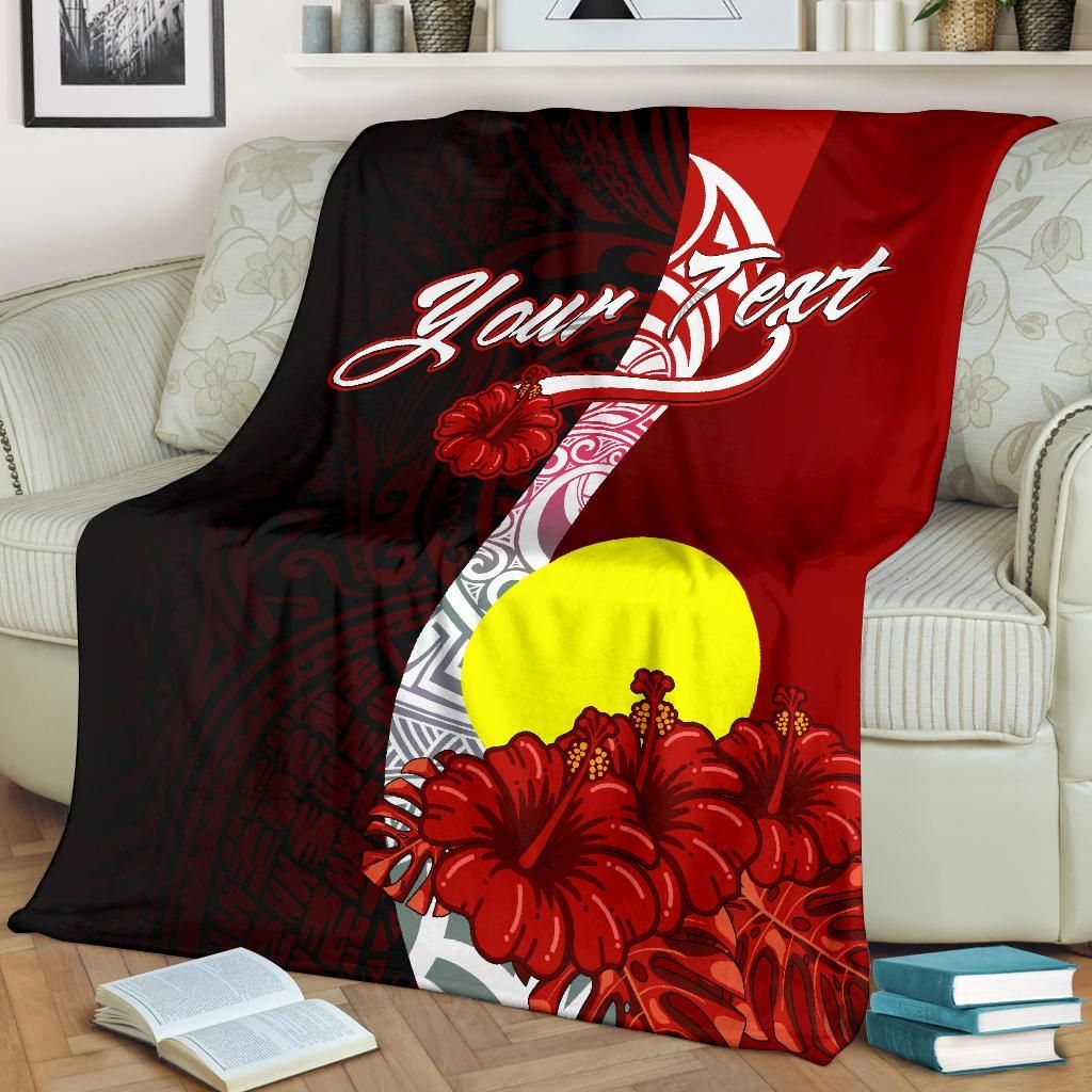 Palau Polynesian Custom Personalised Premium Blanket - Coat Of Arm With Hibiscus