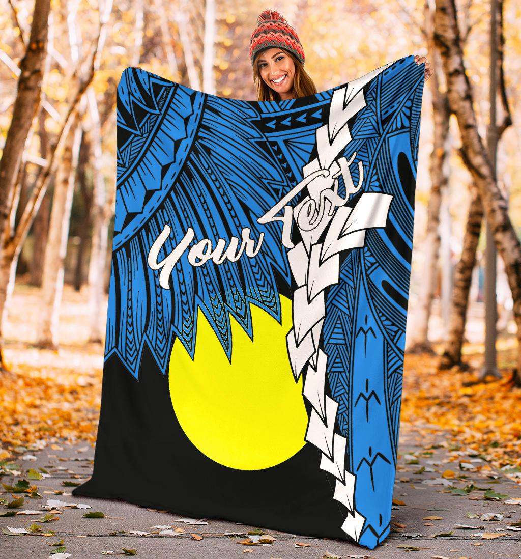 Palau Polynesian Custom Personalised Premium Blanket - Tribal Wave Tattoo Flag Style