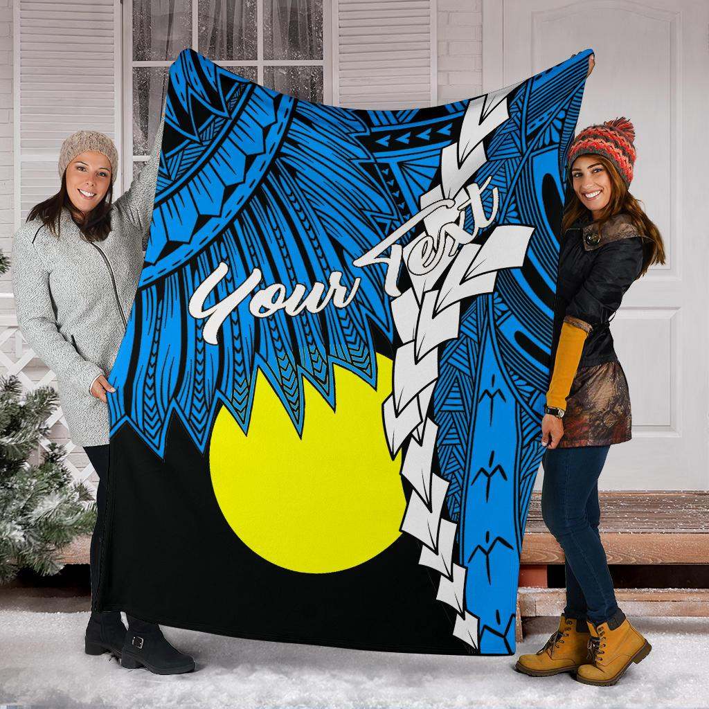 Palau Polynesian Custom Personalised Premium Blanket - Tribal Wave Tattoo Flag Style