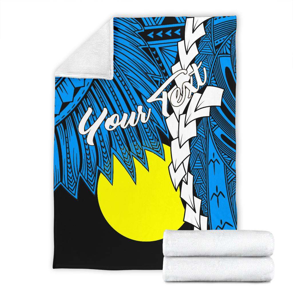 Palau Polynesian Custom Personalised Premium Blanket - Tribal Wave Tattoo Flag Style