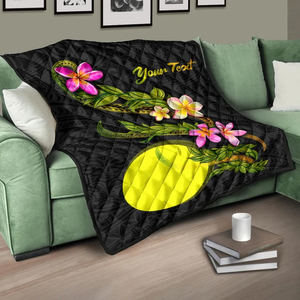 Palau Polynesian Custom Personalised Quilt - Plumeria Tribal