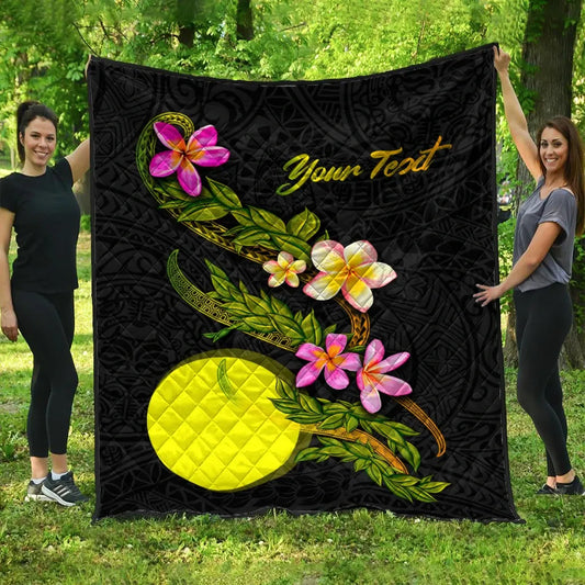Palau Polynesian Custom Personalised Quilt - Plumeria Tribal