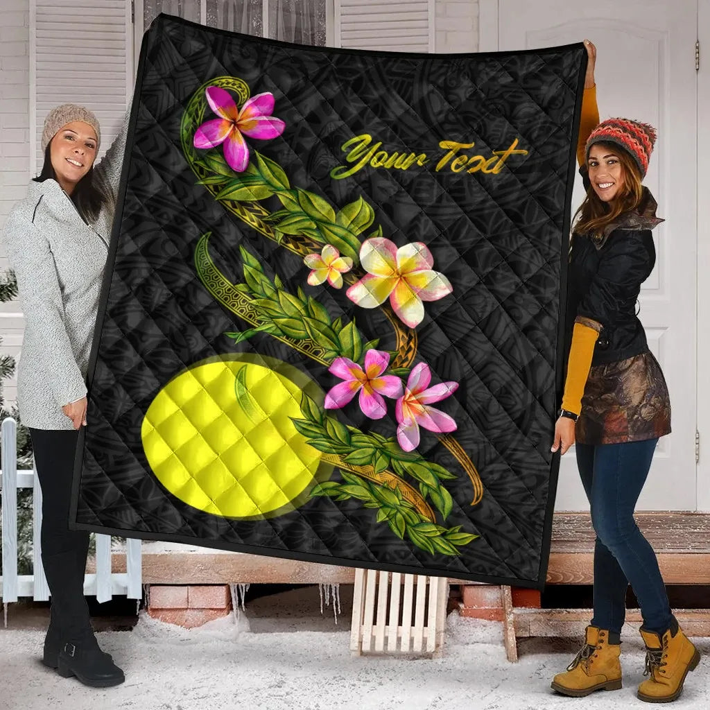 Palau Polynesian Custom Personalised Quilt - Plumeria Tribal