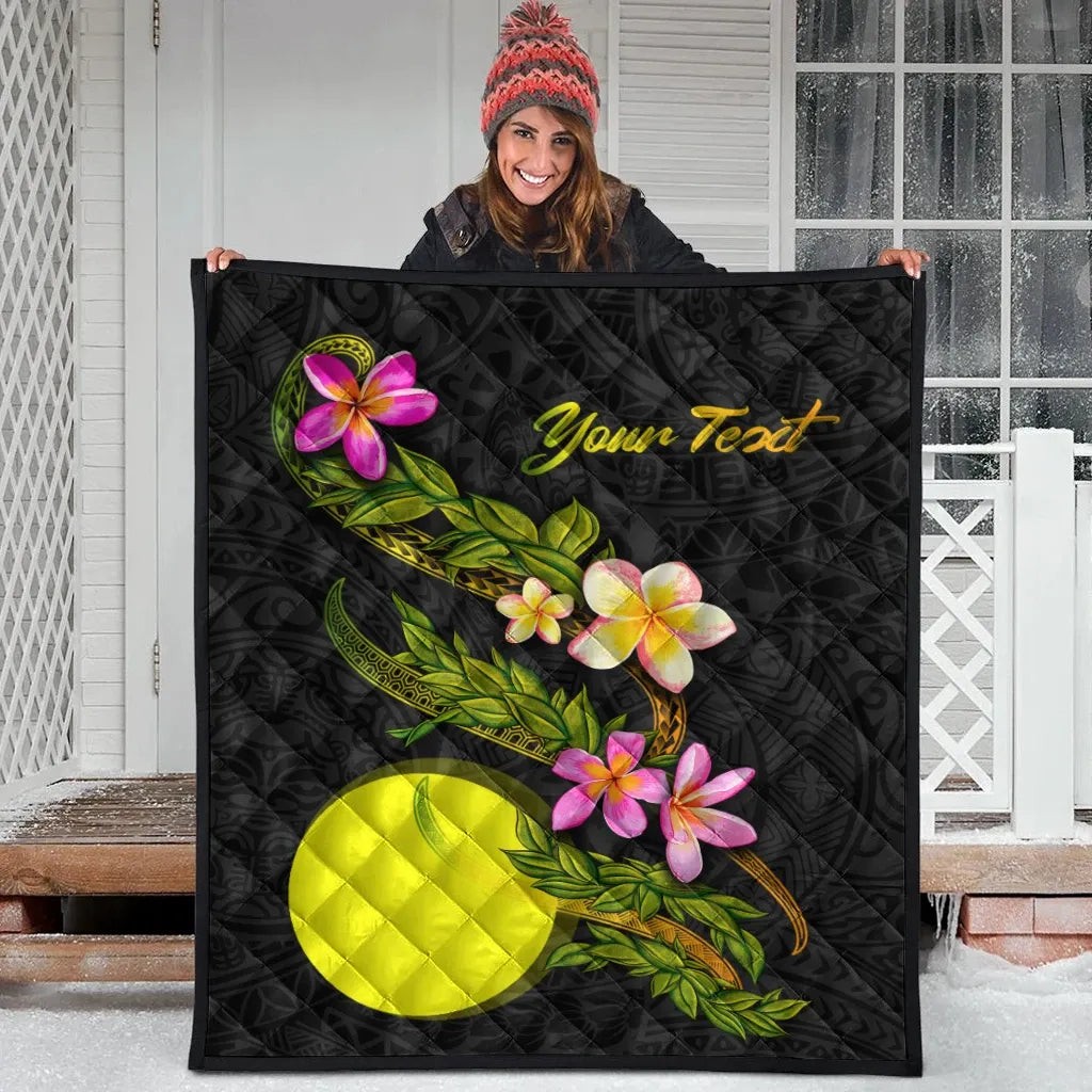 Palau Polynesian Custom Personalised Quilt - Plumeria Tribal