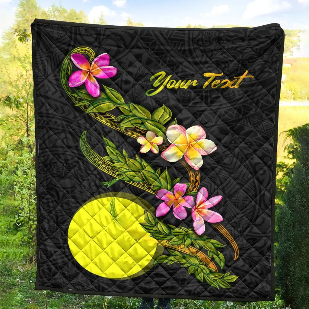 Palau Polynesian Custom Personalised Quilt - Plumeria Tribal