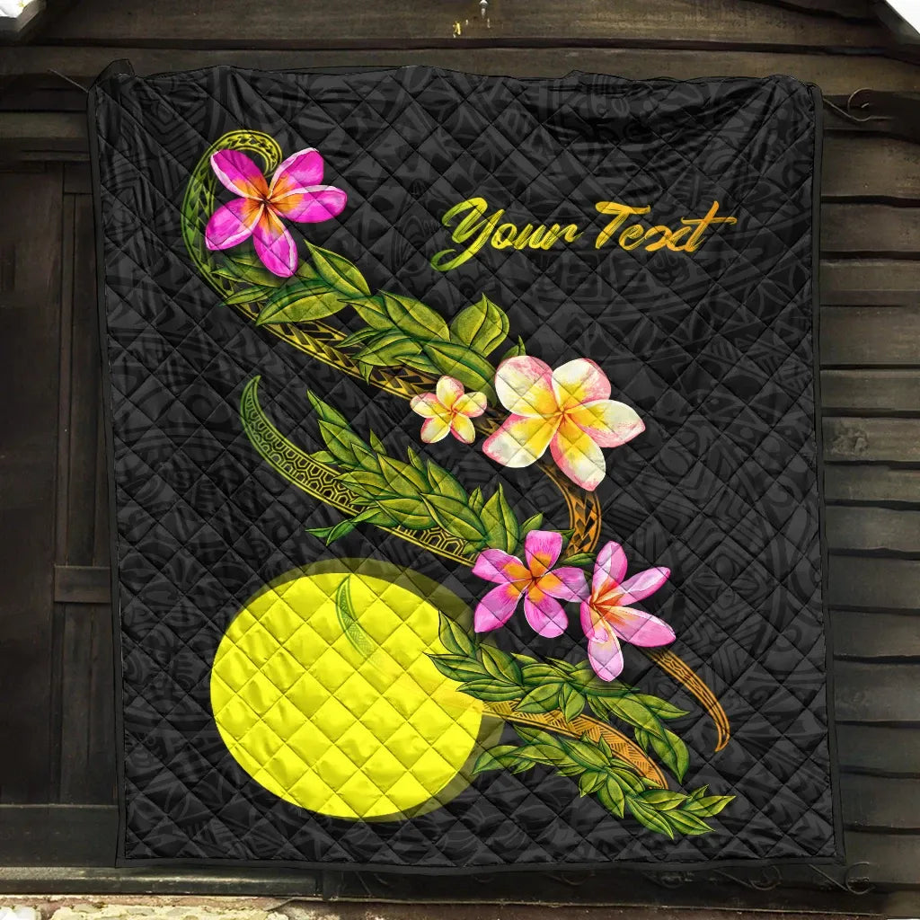 Palau Polynesian Custom Personalised Quilt - Plumeria Tribal