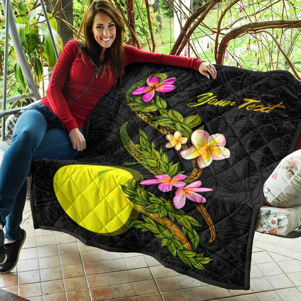 Palau Polynesian Custom Personalised Quilt - Plumeria Tribal