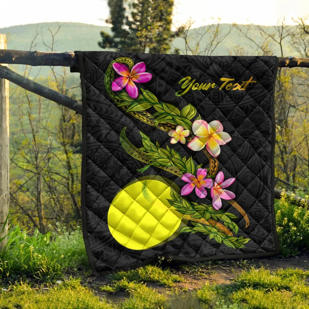 Palau Polynesian Custom Personalised Quilt - Plumeria Tribal