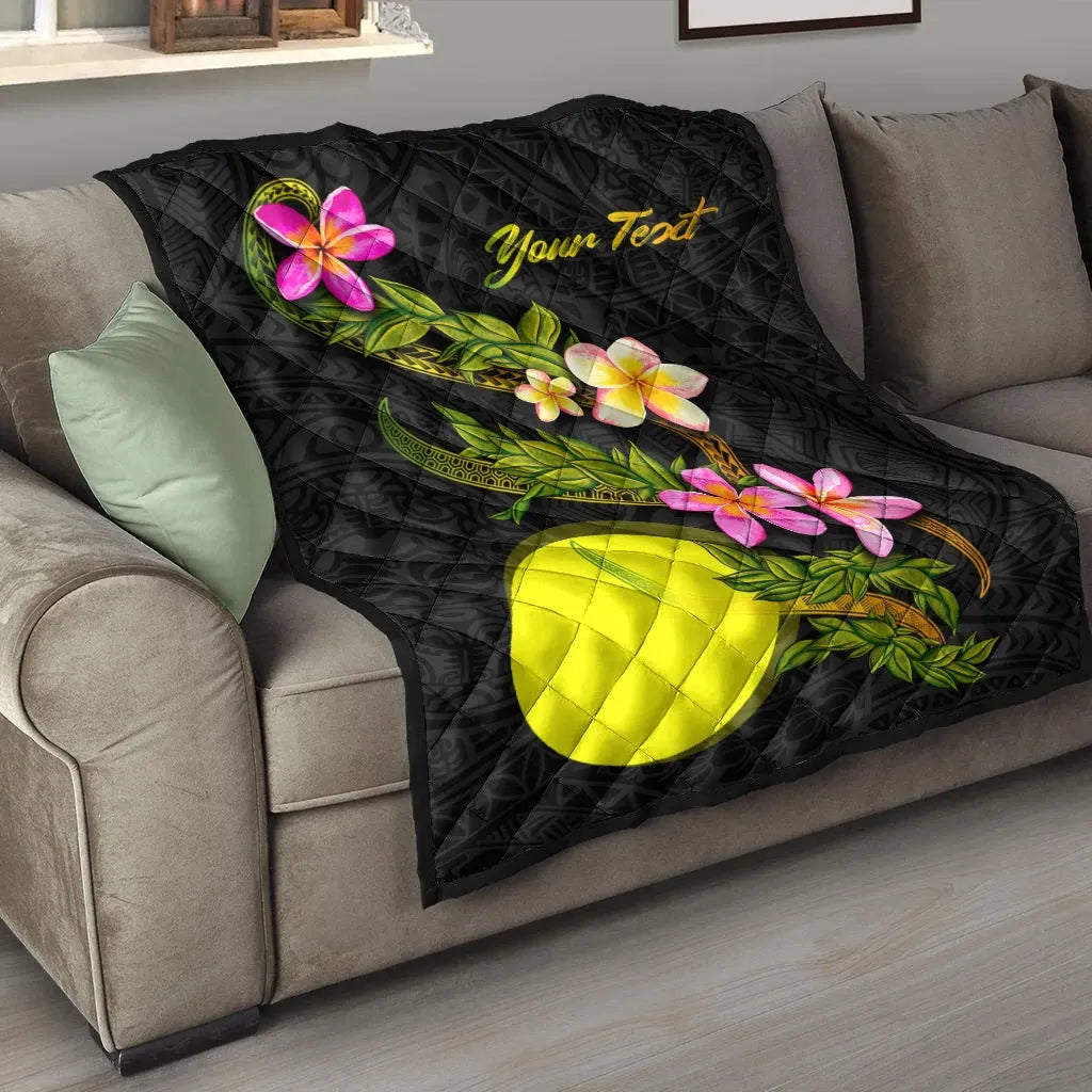 Palau Polynesian Custom Personalised Quilt - Plumeria Tribal